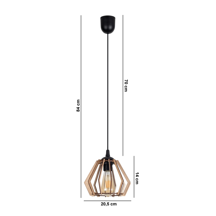 Lestenec na vrvici BERGO 1xE27/60W/230V črn