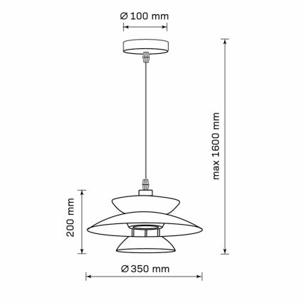 Lestenec na vrvici BERIT 1xE27/20W/230V črna