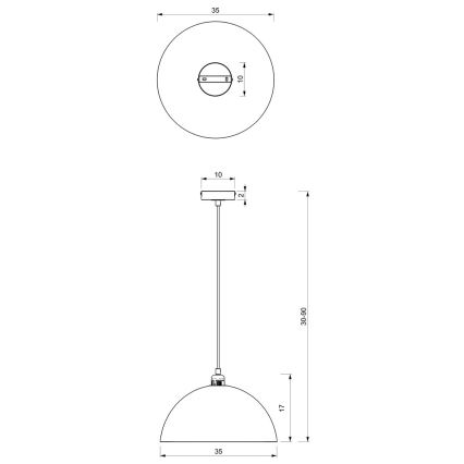 Lestenec na vrvici BETA 1xE27/60W/230V d. 35 cm črna