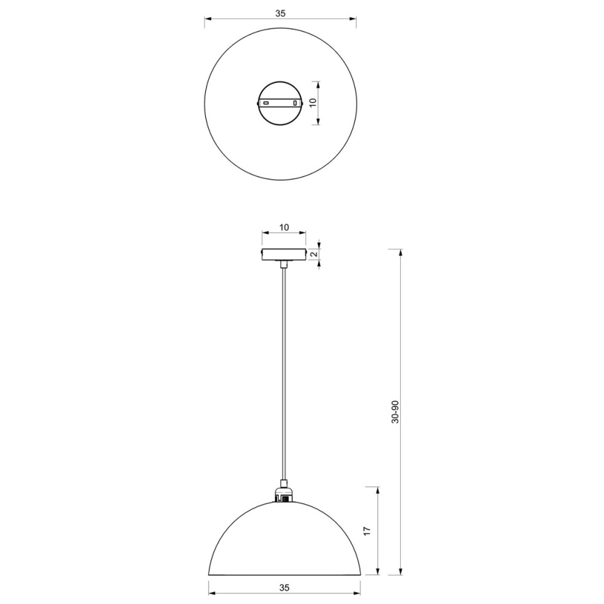 Lestenec na vrvici BETA 1xE27/60W/230V d. 35 cm črna