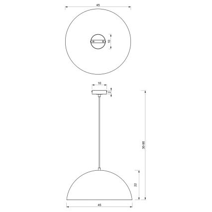 Lestenec na vrvici BETA 1xE27/60W/230V d. 45 cm bela