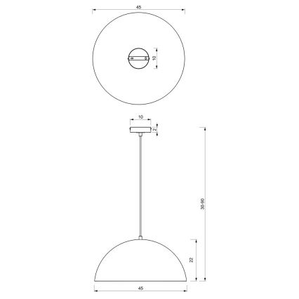 Lestenec na vrvici BETA 1xE27/60W/230V d. 45 cm črna