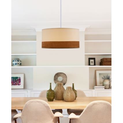Lestenec na vrvici BIANCO 1xE27/40W/230V bela/rjava