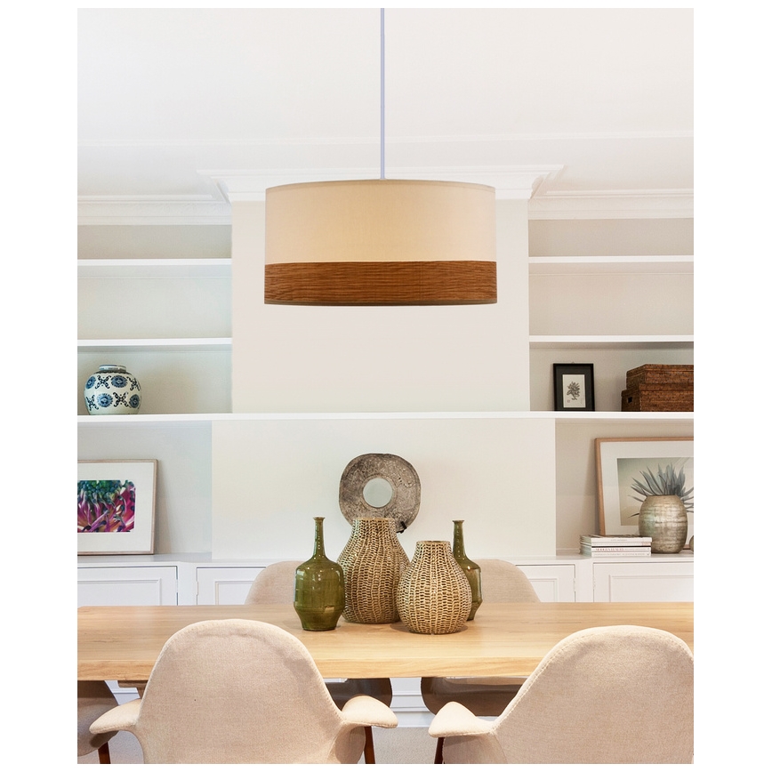 Lestenec na vrvici BIANCO 1xE27/40W/230V bela/rjava