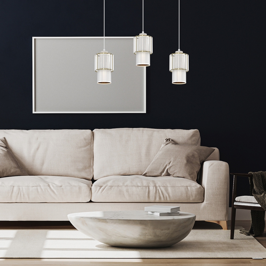 Lestenec na vrvici BLANCO 3xE27/60W/230V bela