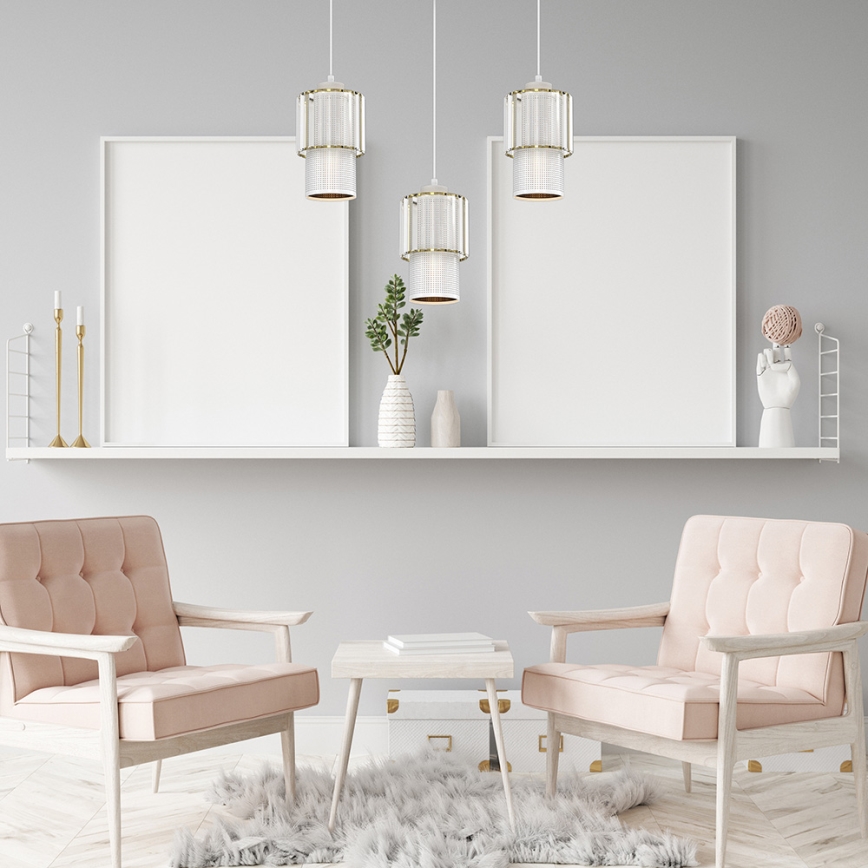 Lestenec na vrvici BLANCO 3xE27/60W/230V bela