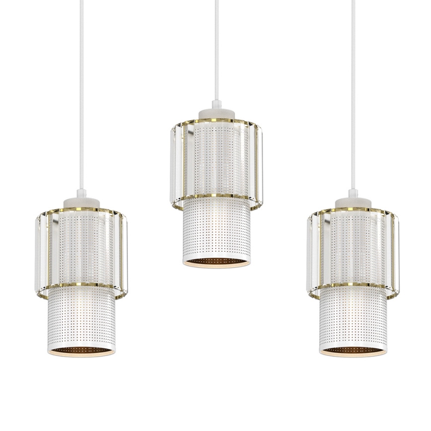 Lestenec na vrvici BLANCO 3xE27/60W/230V bela
