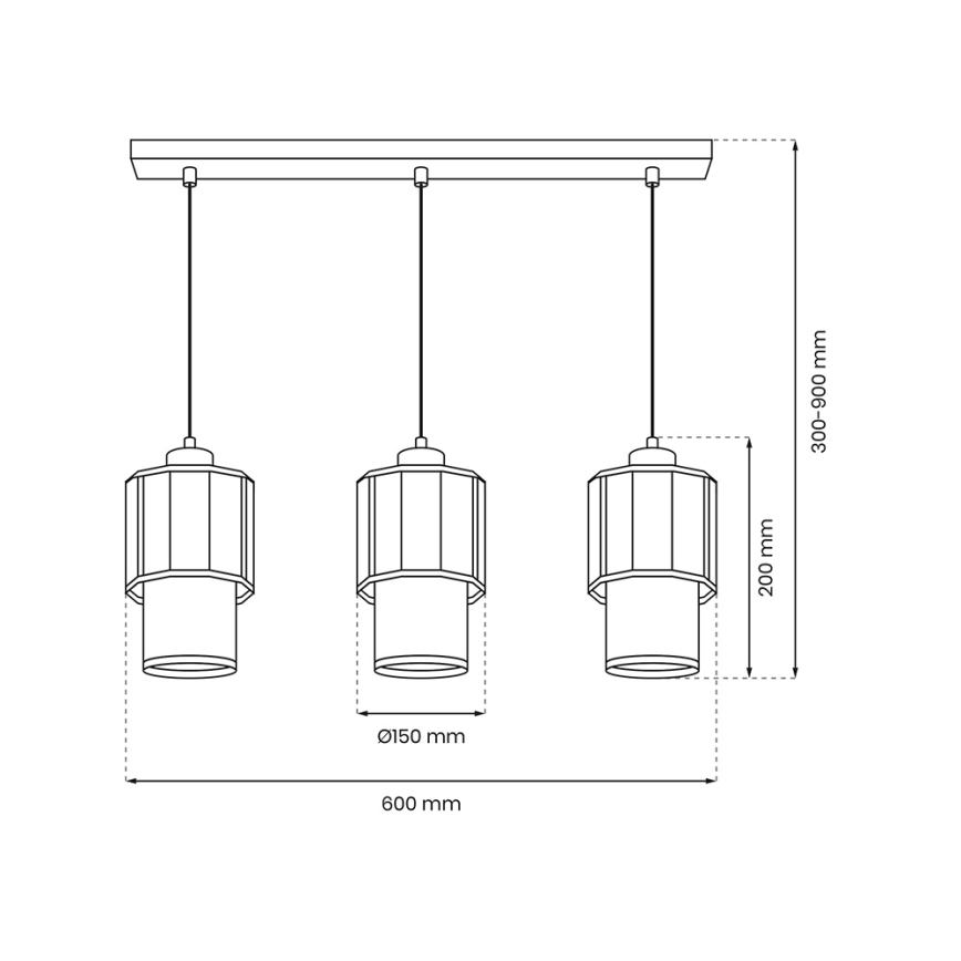 Lestenec na vrvici BLANCO 3xE27/60W/230V bela