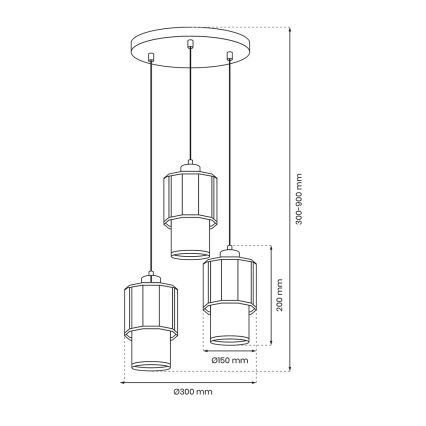 Lestenec na vrvici BLANCO 3xE27/60W/230V bela