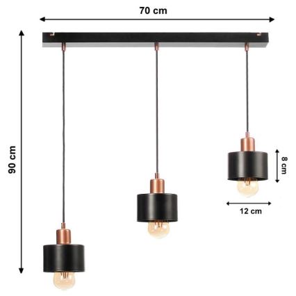 Lestenec na vrvici BODO 3xE27/60W/230V