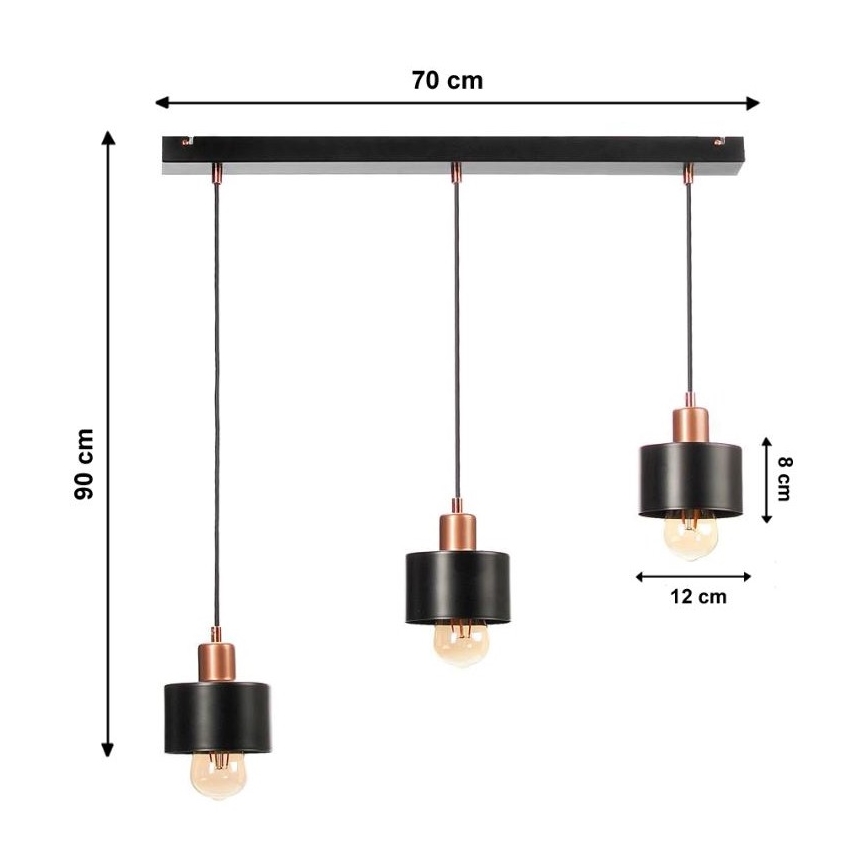 Lestenec na vrvici BODO 3xE27/60W/230V