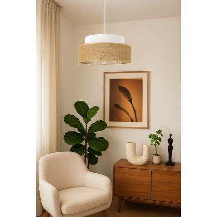 Lestenec na vrvici BOHO 1xE27/60W/230V bela/bež