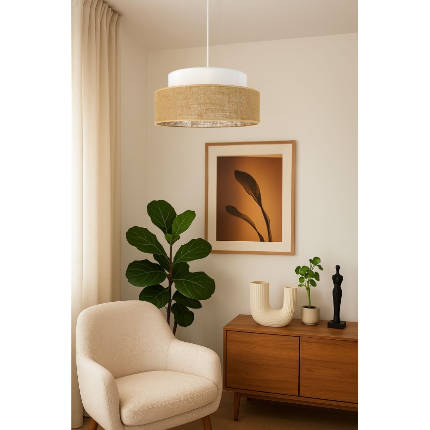Lestenec na vrvici BOHO 1xE27/60W/230V bela/bež