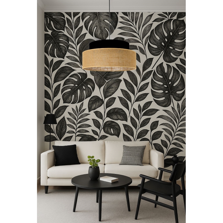 Lestenec na vrvici BOHO 1xE27/60W/230V črna/bež