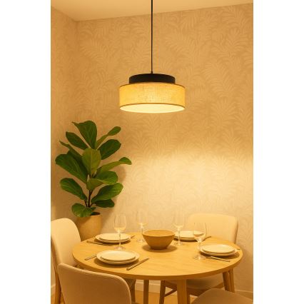 Lestenec na vrvici BOHO 1xE27/60W/230V črna/bež