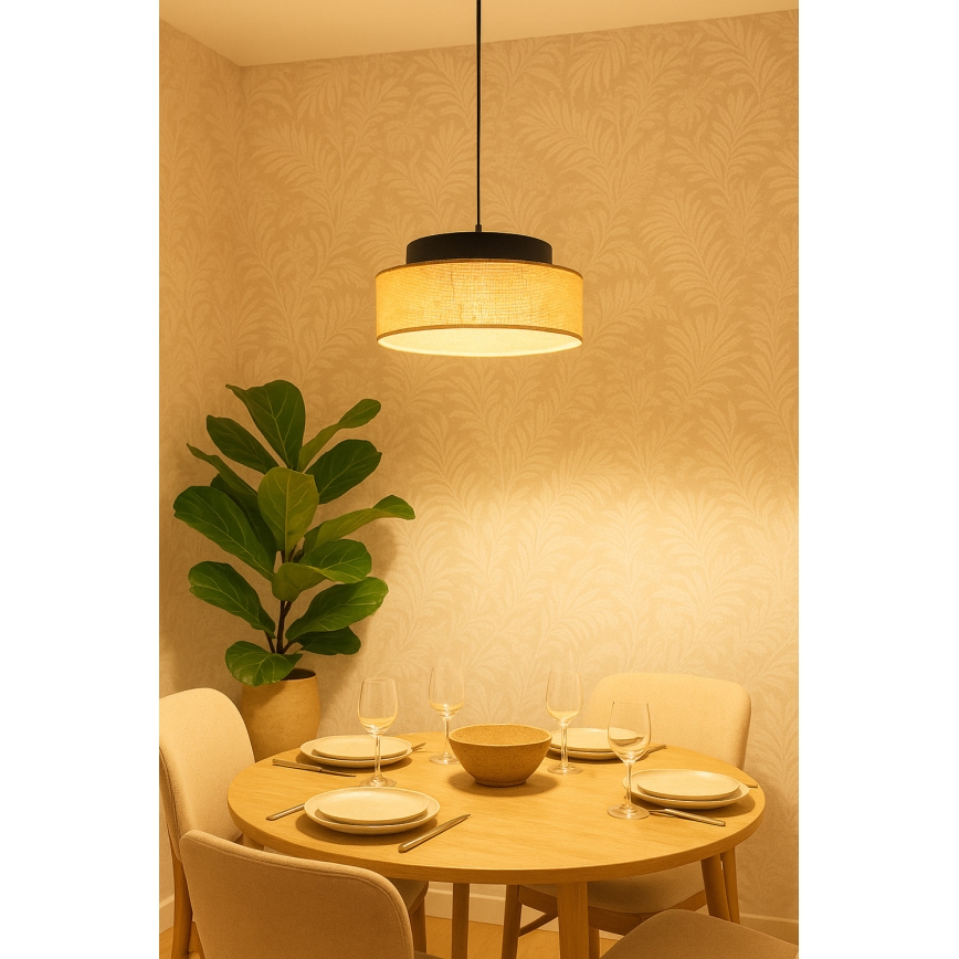 Lestenec na vrvici BOHO 1xE27/60W/230V črna/bež