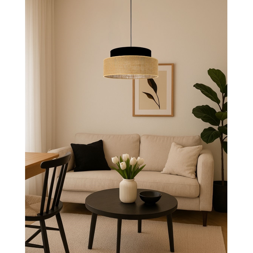 Lestenec na vrvici BOHO 1xE27/60W/230V črna/bež