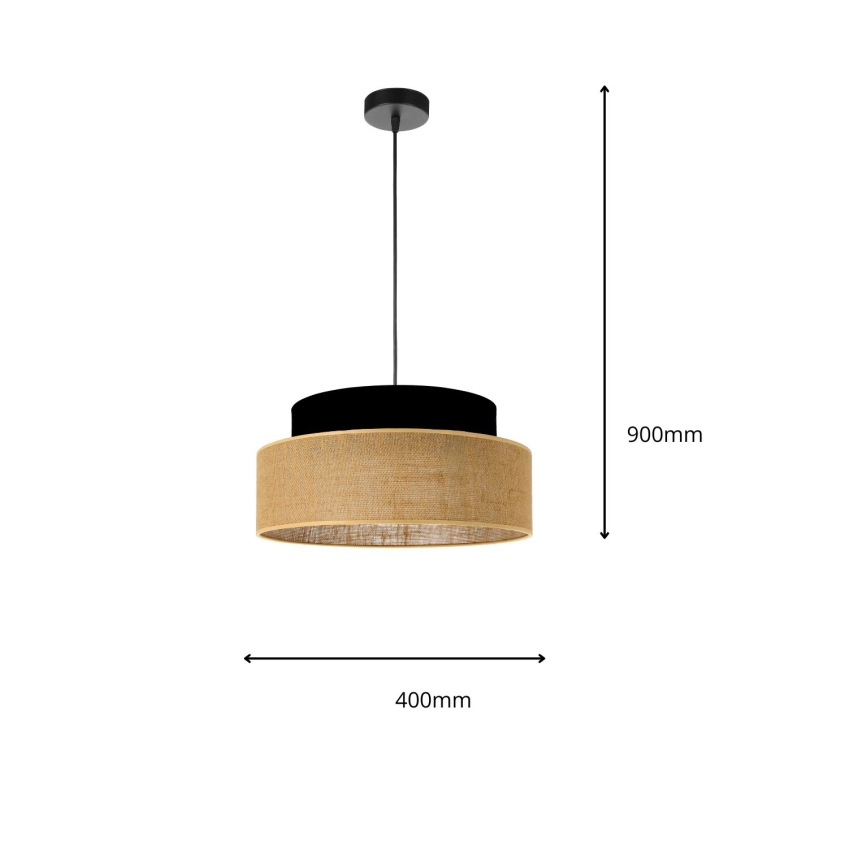 Lestenec na vrvici BOHO 1xE27/60W/230V črna/bež