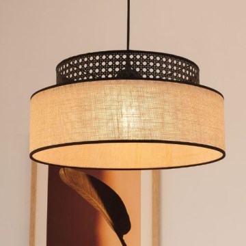 Lestenec na vrvici BOHO 1xE27/60W/230V črna/ratan