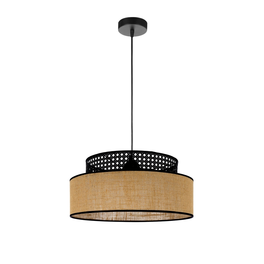 Lestenec na vrvici BOHO 1xE27/60W/230V črna/ratan