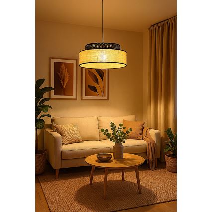 Lestenec na vrvici BOHO 1xE27/60W/230V črna/ratan