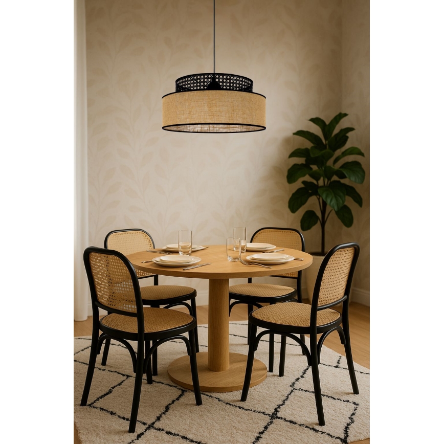 Lestenec na vrvici BOHO 1xE27/60W/230V črna/ratan