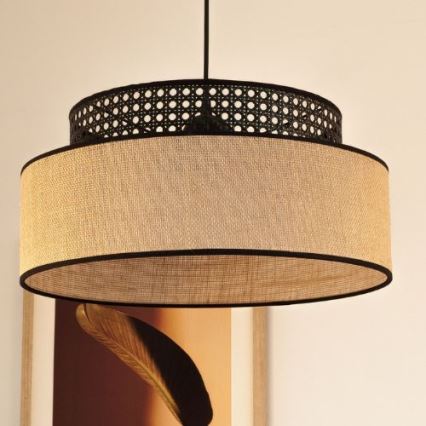 Lestenec na vrvici BOHO 1xE27/60W/230V črna/ratan