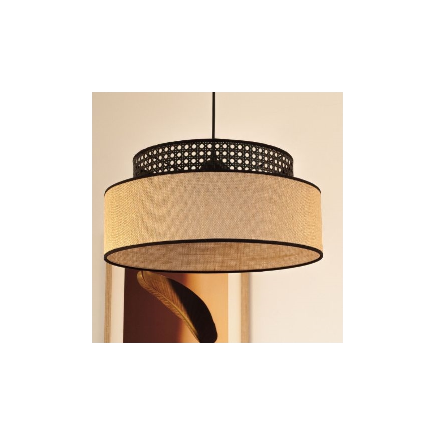 Lestenec na vrvici BOHO 1xE27/60W/230V črna/ratan