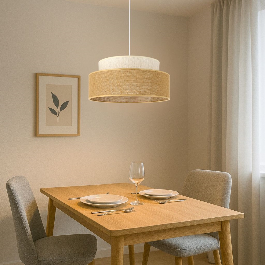 Lestenec na vrvici BOHO 1xE27/60W/230V krem barva/bež