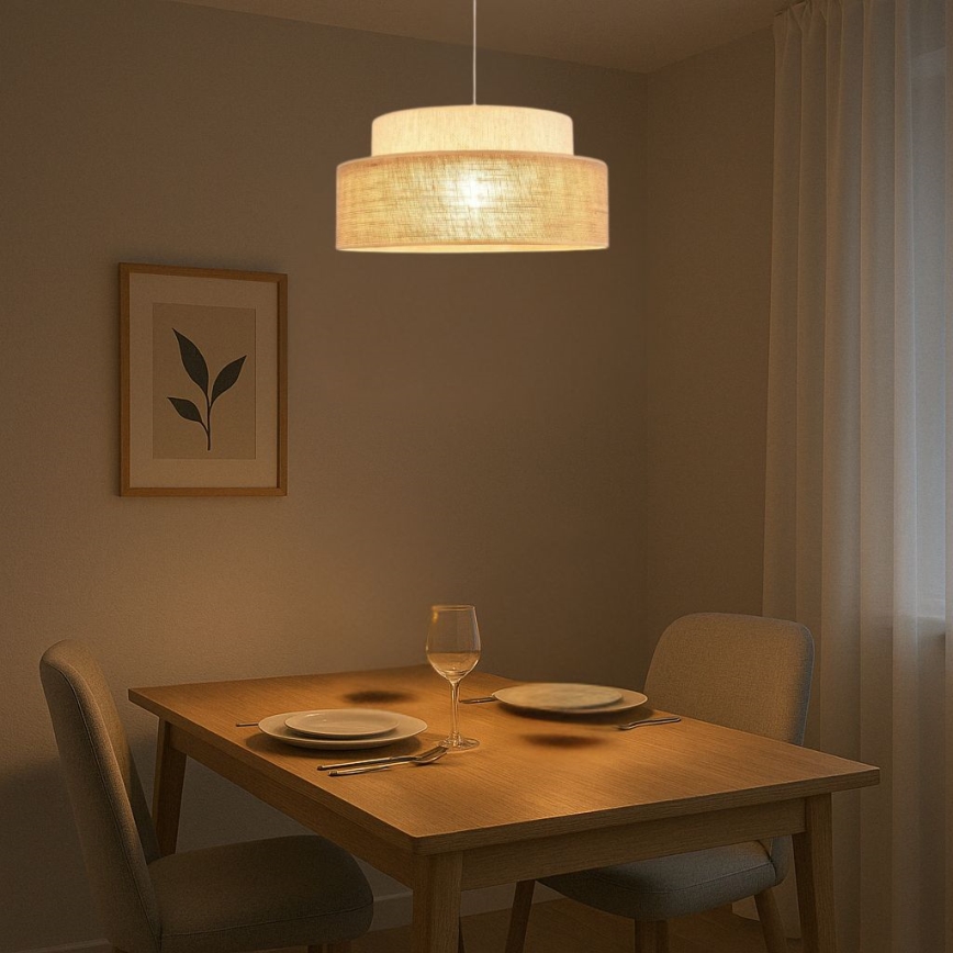 Lestenec na vrvici BOHO 1xE27/60W/230V krem barva/bež