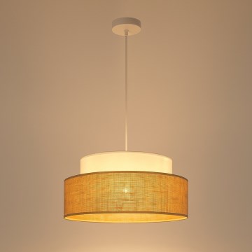 Lestenec na vrvici BOHO 1xE27/60W/230V pr. 40 cm bela/bež
