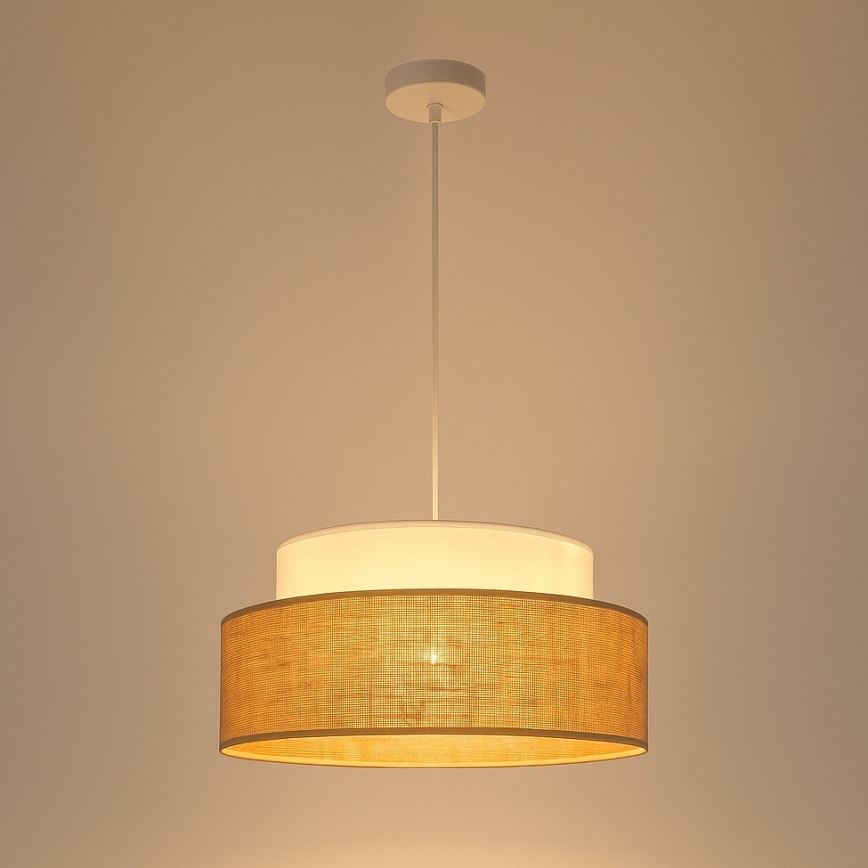 Lestenec na vrvici BOHO 1xE27/60W/230V pr. 40 cm bela/bež