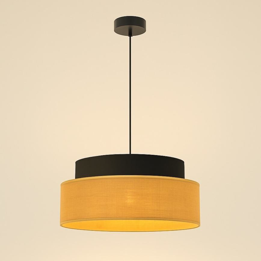 Lestenec na vrvici BOHO 1xE27/60W/230V pr. 40 cm črna/bež