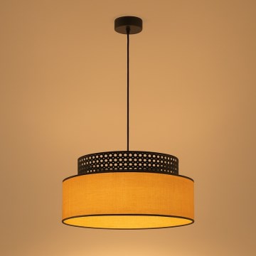 Lestenec na vrvici BOHO 1xE27/60W/230V pr. 40 cm črna/ratan
