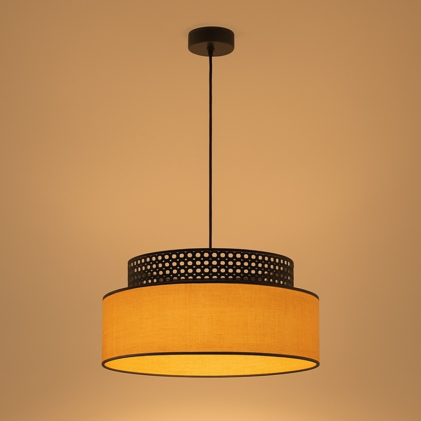Lestenec na vrvici BOHO 1xE27/60W/230V pr. 40 cm črna/ratan