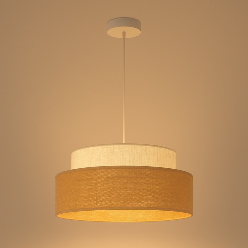 Lestenec na vrvici BOHO 1xE27/60W/230V pr. 40 cm krem barva/bež