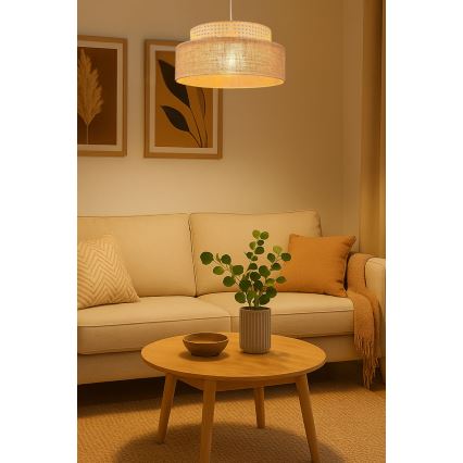 Lestenec na vrvici BOHO 1xE27/60W/230V pr. 40 cm ratan