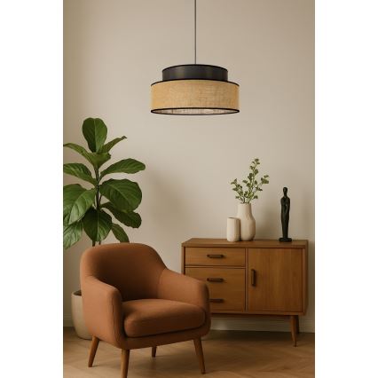 Lestenec na vrvici BOHO 1xE27/60W/230V pr. 40 cm rjava/bež