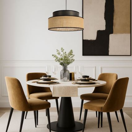 Lestenec na vrvici BOHO 1xE27/60W/230V pr. 40 cm rjava/bež