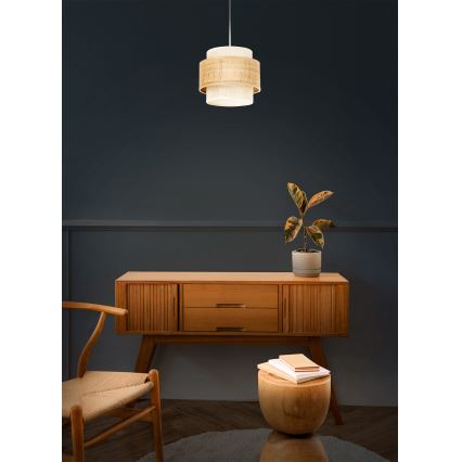 Lestenec na vrvici BOHO 1xE27/60W/230V, premer 20 cm, juta/kremna