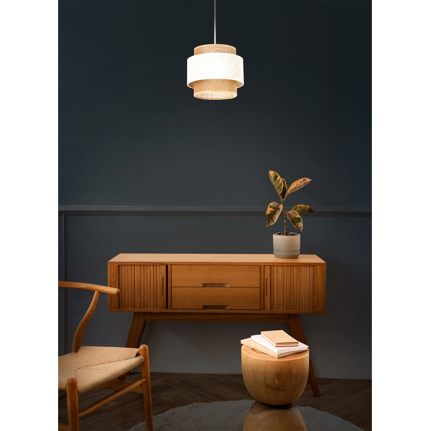 Lestenec na vrvici BOHO 1xE27/60W/230V Ø 20 cm krem/juta