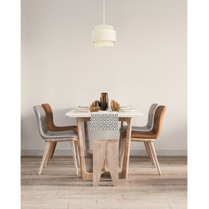 Lestenec na vrvici BOHO 1xE27/60W/230V, Ø 20 cm, kremna/juta