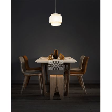 Lestenec na vrvici BOHO 1xE27/60W/230V, Ø 20 cm, kremna/juta