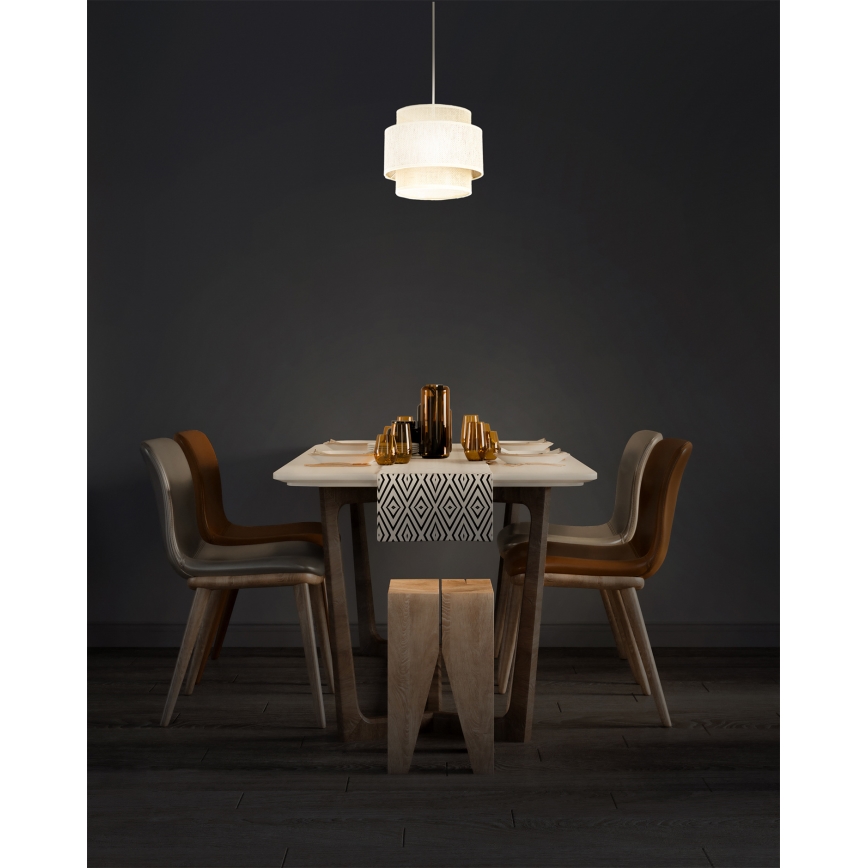 Lestenec na vrvici BOHO 1xE27/60W/230V, Ø 20 cm, kremna/juta