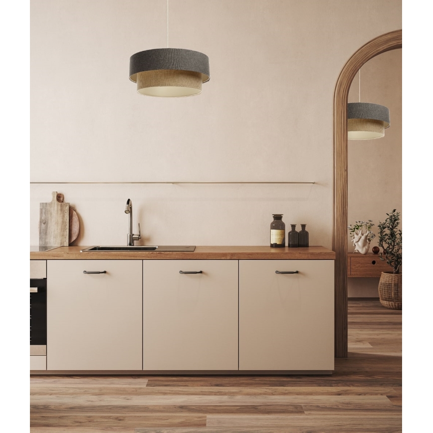 Lestenec na vrvici BOHO TRINITI 1xE27/60W/230V siv/bež