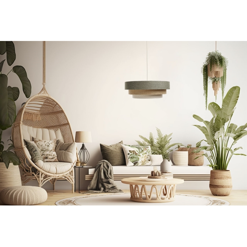 Lestenec na vrvici BOHO TRINITI 1xE27/60W/230V siva/bež/krem barva