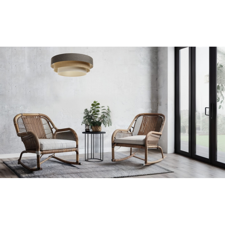 Lestenec na vrvici BOHO TRINITI 1xE27/60W/230V siva/bež/krem barva