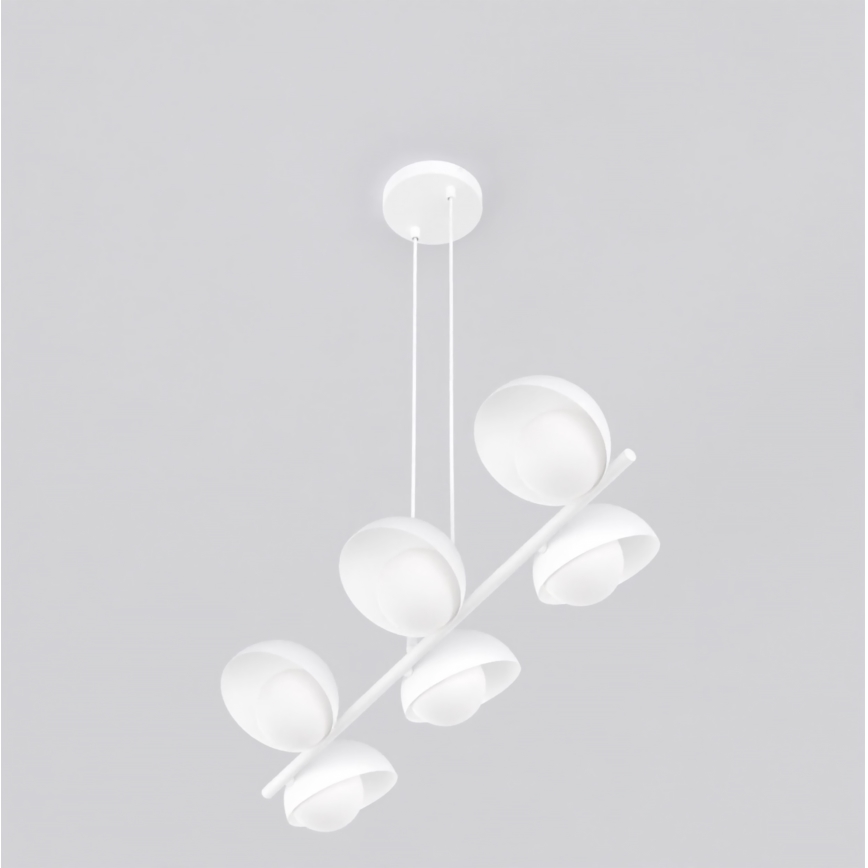Lestenec na vrvici BOOM 6xG9/8W/230V bela