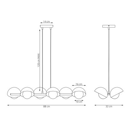 Lestenec na vrvici BOOM 6xG9/8W/230V bela