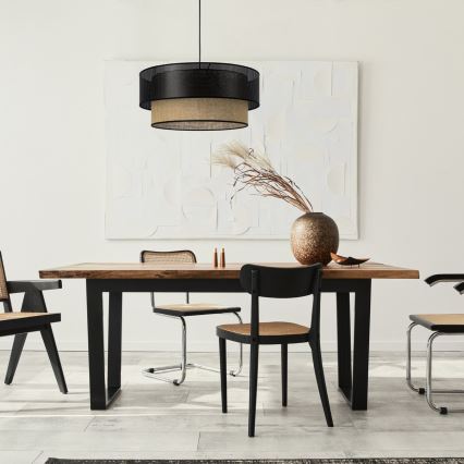 Lestenec na vrvici BORHO 1xE27/60W/230V premer 40 cm črna/juta